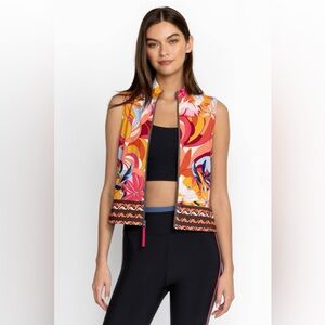 Johnny Was Rachel May Zip Front Vest Multi-color Floral Pattern Size XL